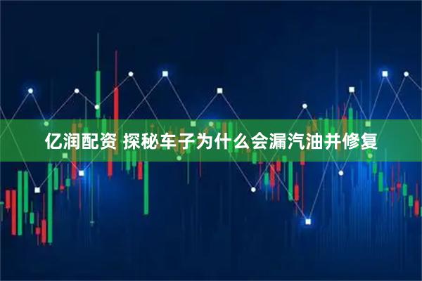 亿润配资 探秘车子为什么会漏汽油并修复